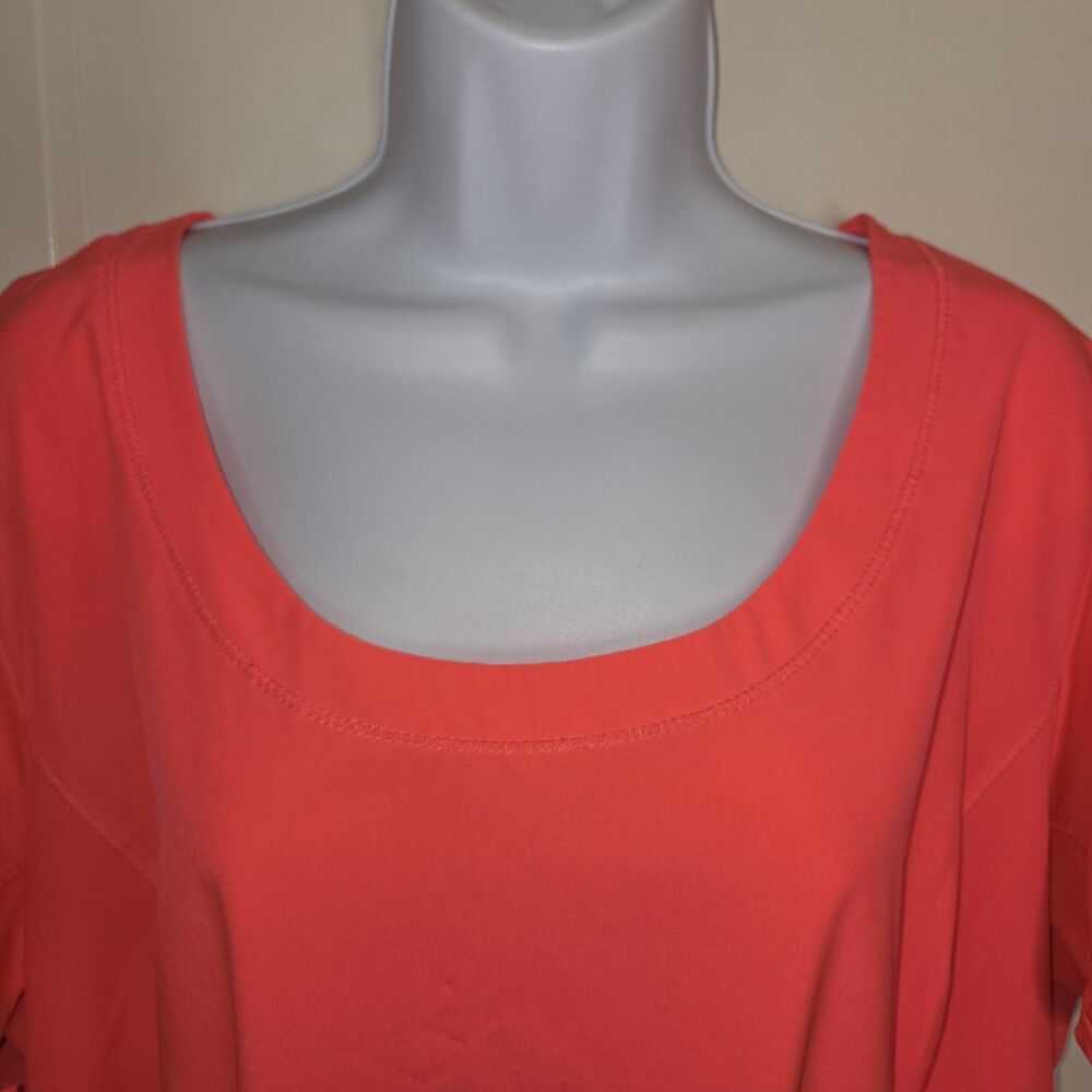 Calvin Klein Performance Quick Dry Top Womens 3X Coral Short Sleeve Cutout Back - Picture 3 of 9